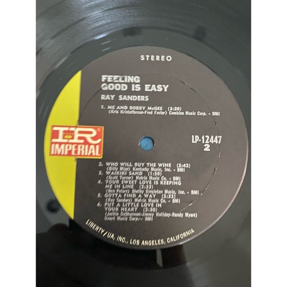 Ray Sanders Feelin' Good Is Easy 1969 LP Imperial 12447 VG+ Beer Drinkin' Music - Picture 7 of 7